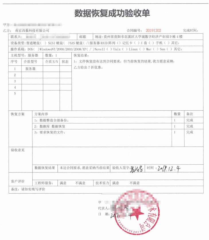 贵州某通达有限公司数据库遭到覆盖数据碎片恢复成功