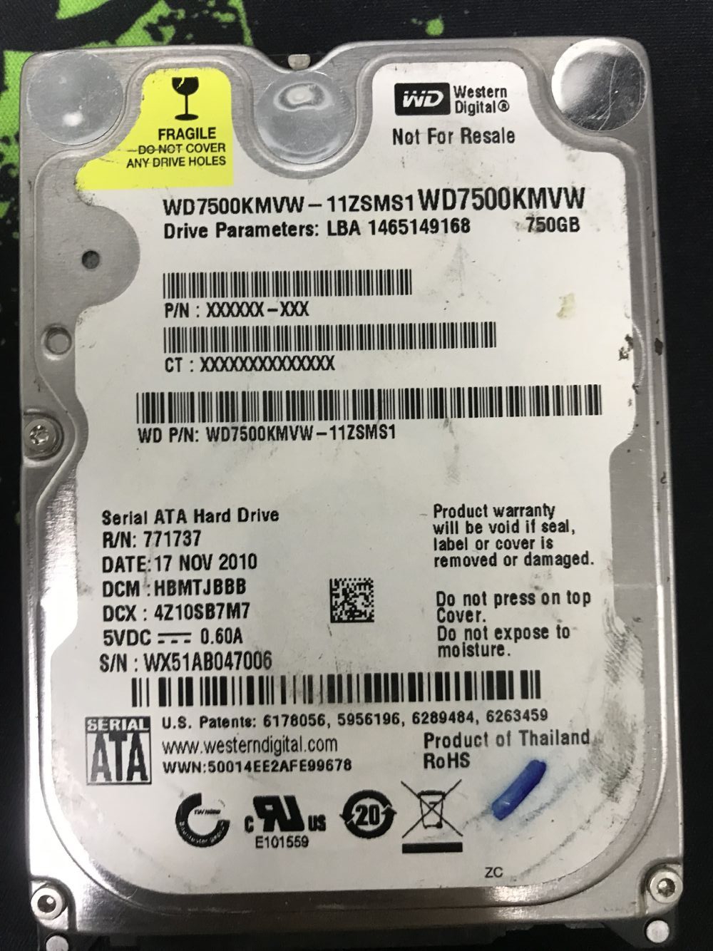 王先生750G硬盘数据恢复成功