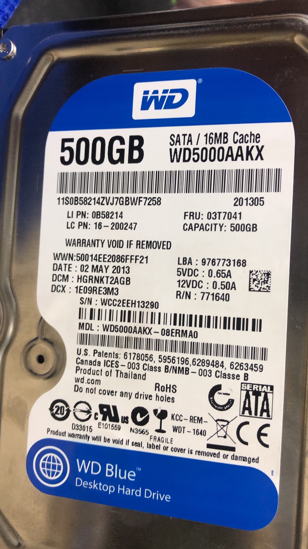 WD5000AAKX硬盘恢复成功