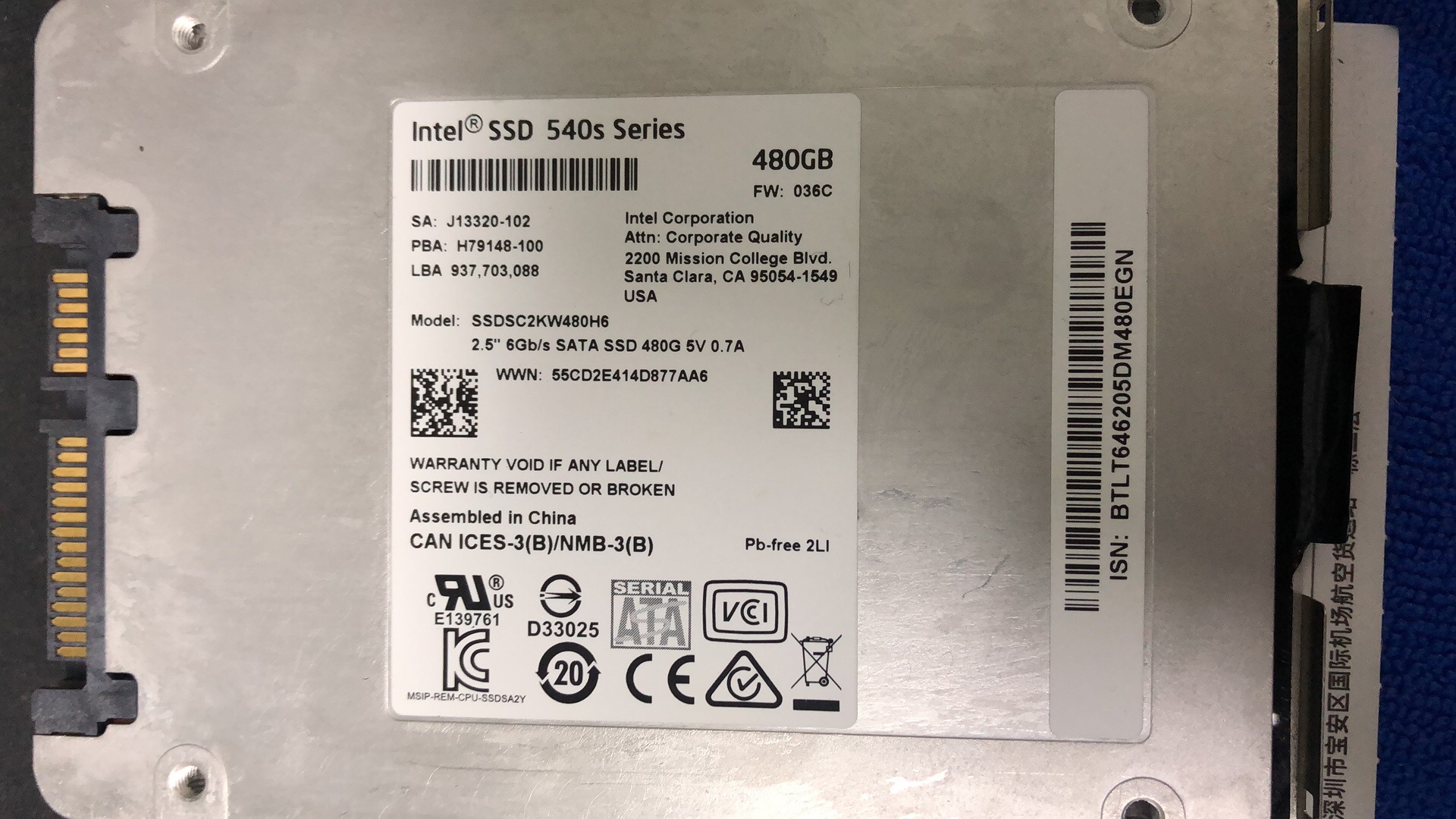 SSDSC2KW480H6恢复成功