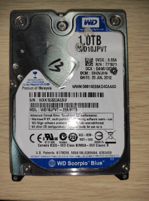 WD10JPVT-22AYT0硬盘恢复成功