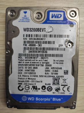 WD3200BEVT-60ZCT1硬盘恢复成功