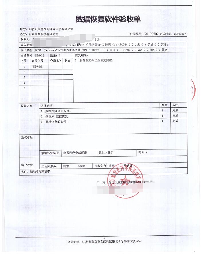 河北某康堂药店数据库中毒,数据库系统成功恢复